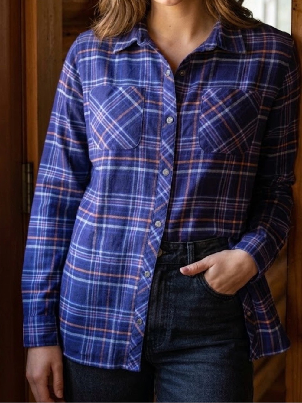 Cabela's Blue & Purple Plaid Button-Down Shirt